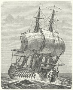 Hercule, French 58-gun frigate by German School