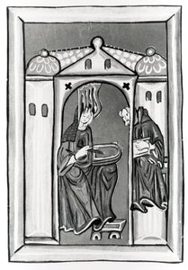 Hildegard of Bingen receiving the Light from Heaven, c.1151