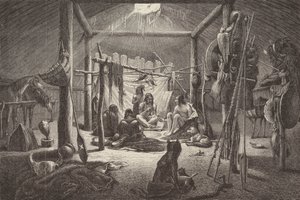 Hut of North American Indian chief (engraving)