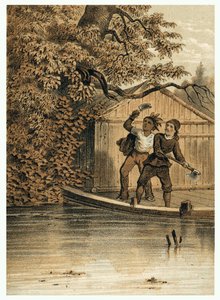 Illustration of the conquest of the Amazon River by Europeans. in 