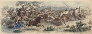 Indians surprising Gauchos on the Pampas and making off with their herd of cattle