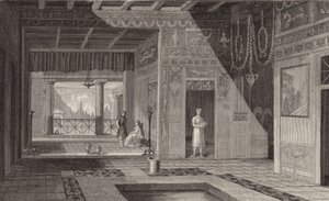 Interior of a Roman house in Pompeii (Illustration for Bilder-Atlas) by German School