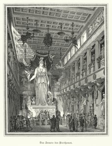 Interior of the Parthenon, Athens, with the Colossal Statue of the Greek Goddess Athena