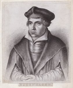Johannes Bugenhagen (Doctor Pomeranus), German priest and theologian who introduced the Protestant Reformation to Pomerania and Denmark by German School