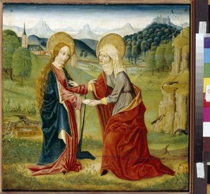 The Visitation. (The Virgin Mary Visits Her Cousin Saint Elizabeth, Pregnant with Saint John the Baptist).