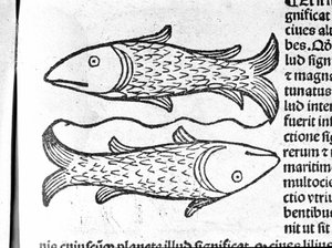Les Pisces - in Treatise by Johannes Angeli De Magnisconnectionibue annorum revolutionibus ac eorum pefectionibus. Augsburg, Erhard Ratdolt