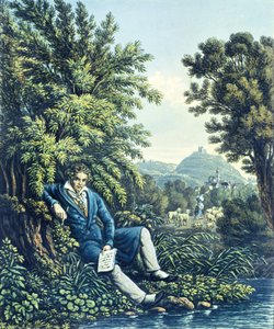 Ludwig van Beethoven by a River by German School