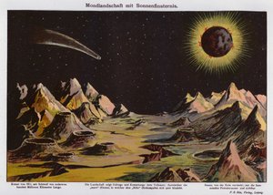 Lunar Landscape, Solar Eclipse and Comet of 1911 by German School