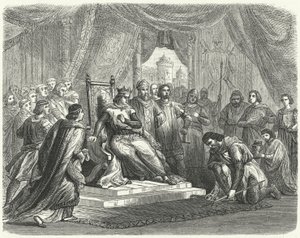 Malcolm IV of Scotland Paying Homage to Henry II of England at Chester by German School