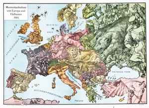 Map of Europe in 1914, published 1915 by German School