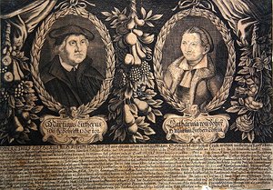 Martin Luther and his wife Katharina von Bora by German School