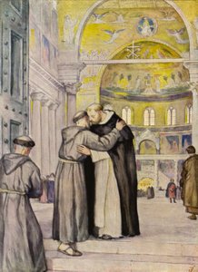 Meeting of St Francis and St Dominic by German School