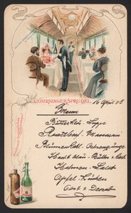 Menu Card Advertising Ueberkinger Sparkling Mineral Water by German School