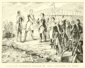 Napoleon, Frederick William III and Alexander at Tilsit by German School