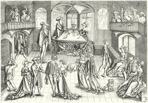 Nobles Dancing by German School