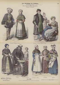 Norwegian and Danish costumes, early 17th Century (coloured engraving) by German School