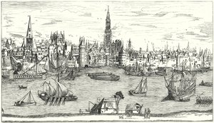 Panorama of Antwerp at the beginning of the 16th Century by German School