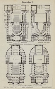 Plans of the Royal Theatre, Wiesbaden and the Municipal Theatre, Rostock, Germany by German School