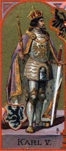 Portrait of Charles V (1500-1558). Chromolithography by German School
