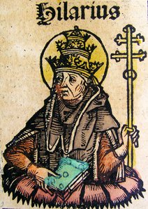 Portrait of Pope Hilarius, published in the Nuremberg Chronicle, 1493