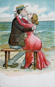 Postcard Depicting a Couple Kissing