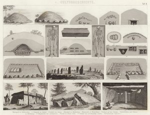 Prehistoric burial chambers. Illustration for Bilder-Atlas
