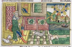 Psalms: frontispiece showing King David playing the lyre, from the Nuremberg Bible by German School