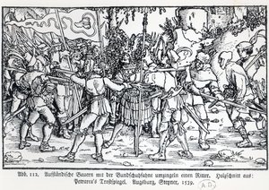 Rebel Peasants Surrounding a Knight, from an Illustration to Trostspiegel by Petrarch, 1539