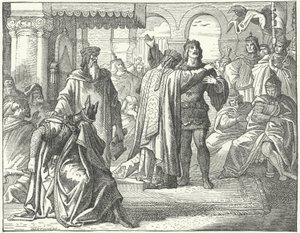 Reconciliation of the Holy Roman Emperor Henry VI and Richard the Lionheart by German School