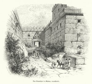 Reconstruction of the Lion Gate, Entrance to the Citadel of Mycenae, Greece by German School