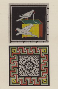 Reproduction of a floor mosaic from Pompeii as a piece of embroidery