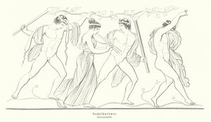 Revellers at night in Ancient Greece by German School