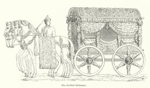 Roman horse-drawn carriage by German School