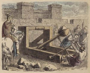 Roman Siege Catapult (Coloured Engraving)