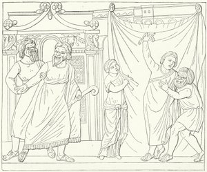 Roman theatre scene, possibly from Andria, a play by Terence by German School
