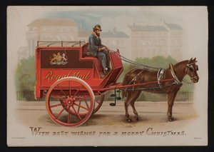 Royal Mail van, Christmas greetings card, late 19th or early 20th Century by German School
