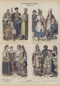 Russian costumes, late 19th Century (coloured engraving) by German School