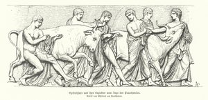 Sacrificial animals in the Ancient Greek procession of the Panathenaia by German School