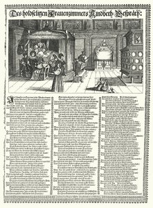 Satirical Poem on the Gossiping of Women (engraving) by German School