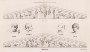 Sculptures from the pediments of the Temple of Zeus, Olympia, Greece by German School