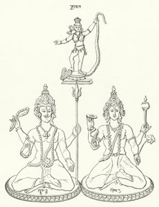 Shiva, Vishnu and Krishna, Hindu gods by German School