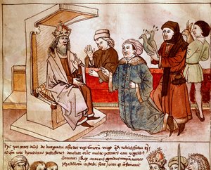 Sigismund I of Luxembourg (1368-1437), emperor of the Holy Empire receives the tribute of the submissive peoples. Miniature from 