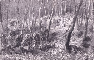 Skirmish in the woods outside Paris by German School