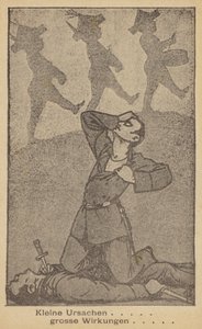 Small Causes... Big Effects. German Anti-War Illustration, Issued by WILPF, Late 1920s
