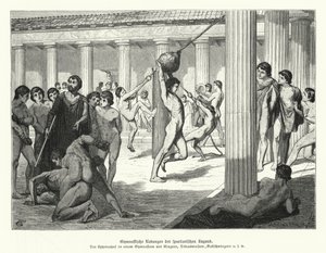 Spartan youths performing gymnastic exercises, Ancient Greece by German School