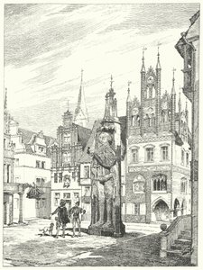 Statue of Roland Erected in 1404 Facing the Cathedral in Bremen, Germany (engraving) by German School