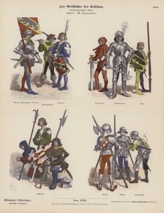 Swiss military costumes of the 15th Century by German School