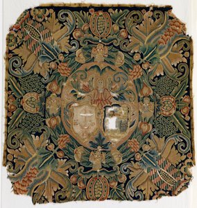 Tapestry armorial cushion cover by German School