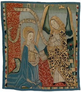 Tapestry panel depicting the Annunciation, from Upper Rhineland