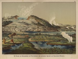 Te Tarata (White Terrace), geothermal silica sinter deposits on the shore of Lake Rotomahana, New Zealand by German School